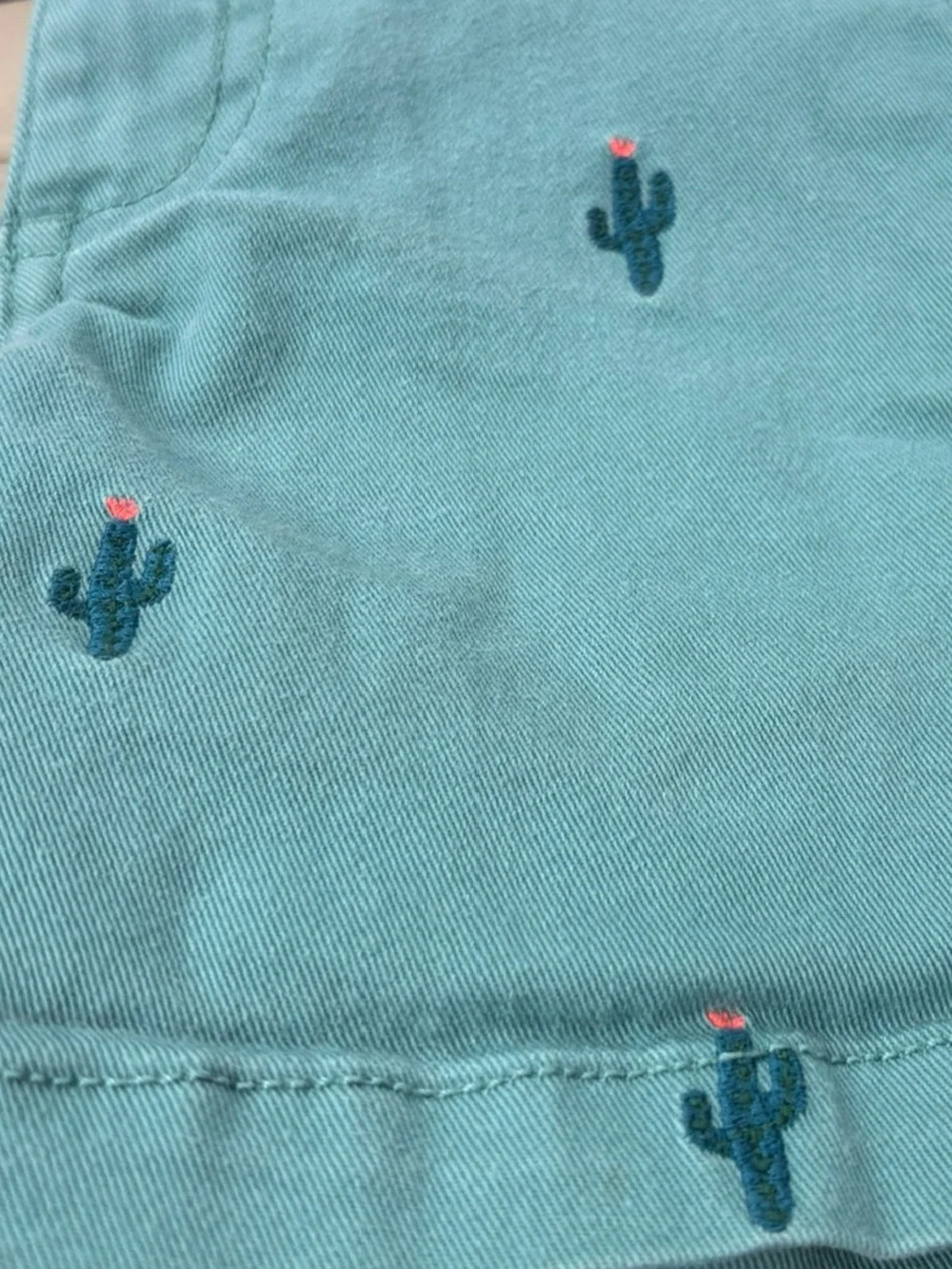 Mini Boden Boys Cactus Print Chino Shorts Teal Green Size 3T Preppy Summer 3 Yrs